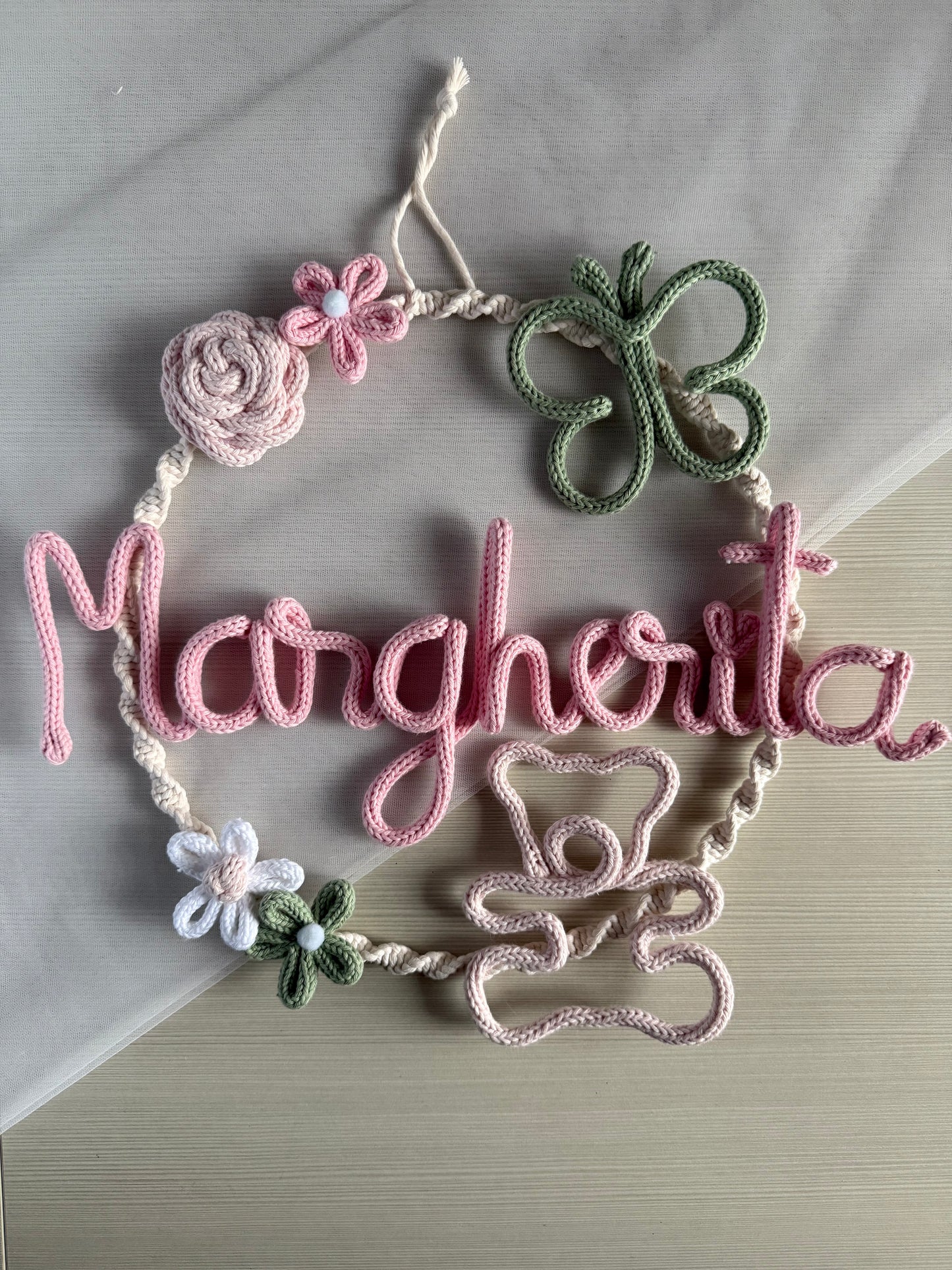 Fiocco / Ghirlanda nascita modello 'Teddy Bianca'