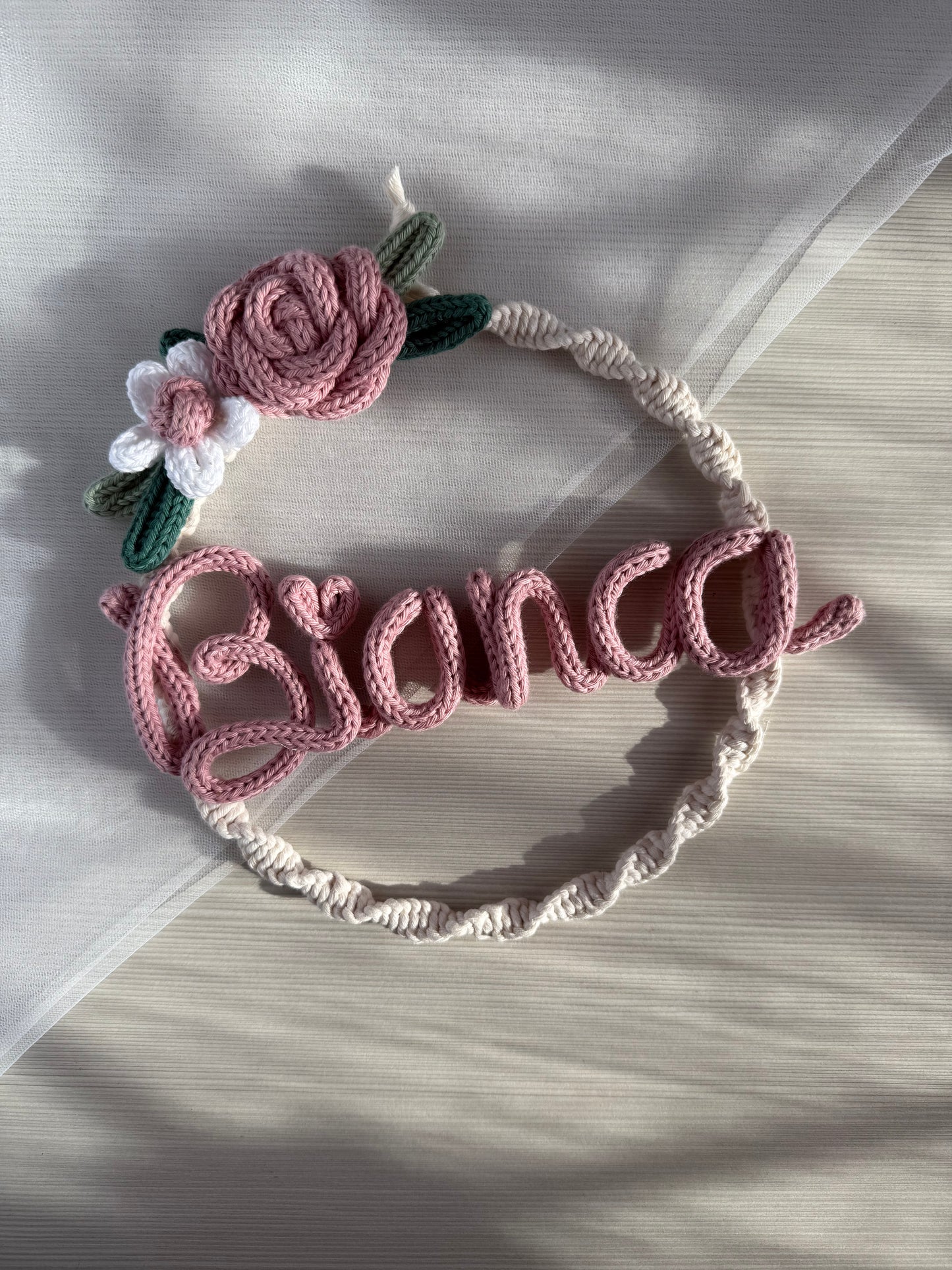 Fiocco / Ghirlanda nascita modello Emily ø20 cm ( nomi max 6 lettere)