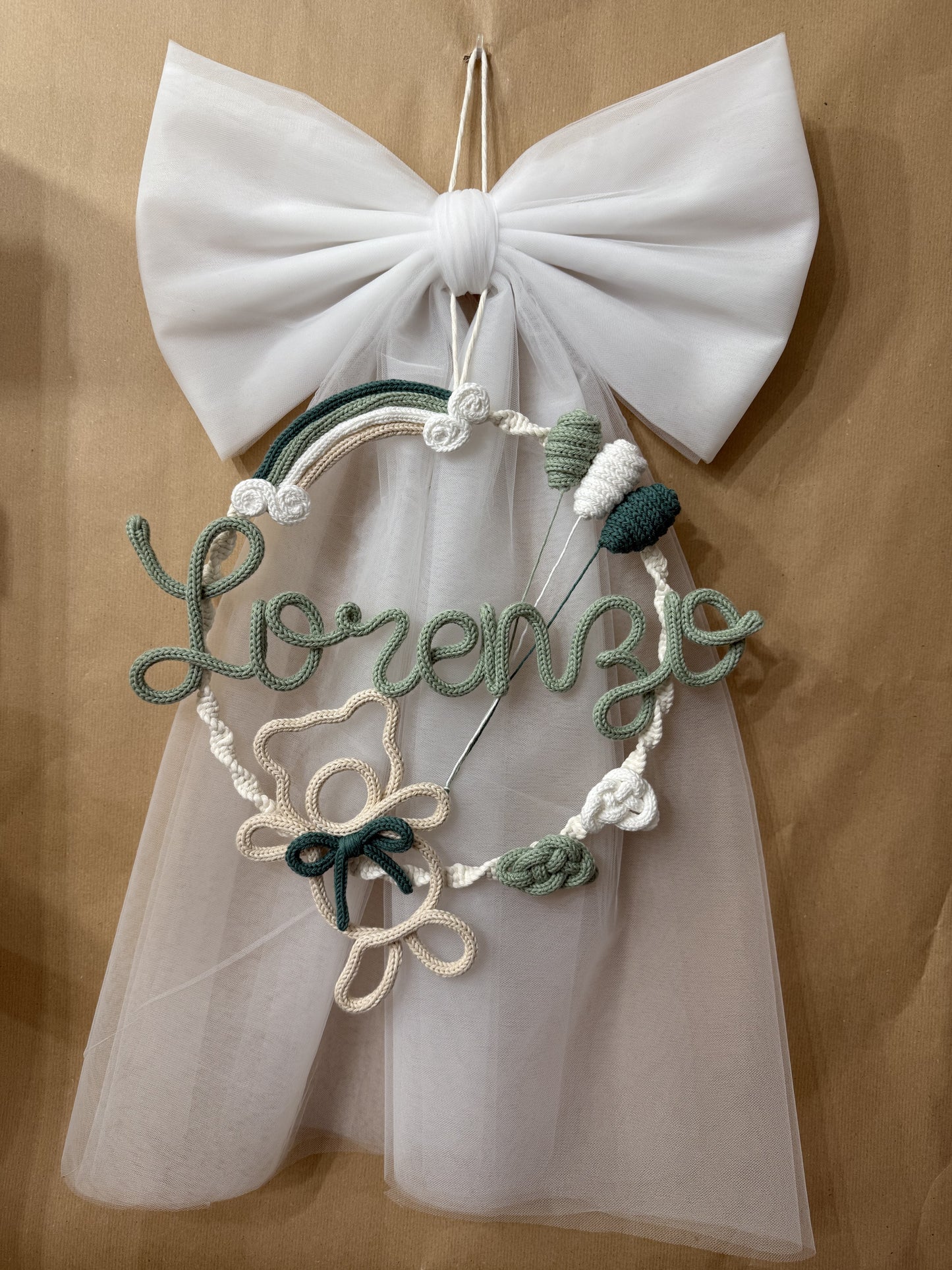 Fiocco / Ghirlanda nascita modello Fiocco in tessuto Leonardo