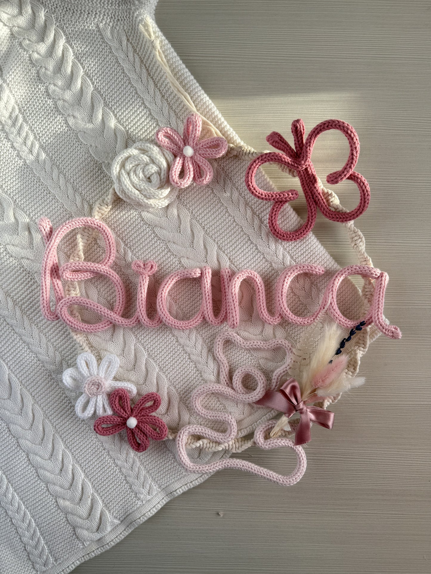 Fiocco / Ghirlanda nascita modello 'Teddy Bianca'