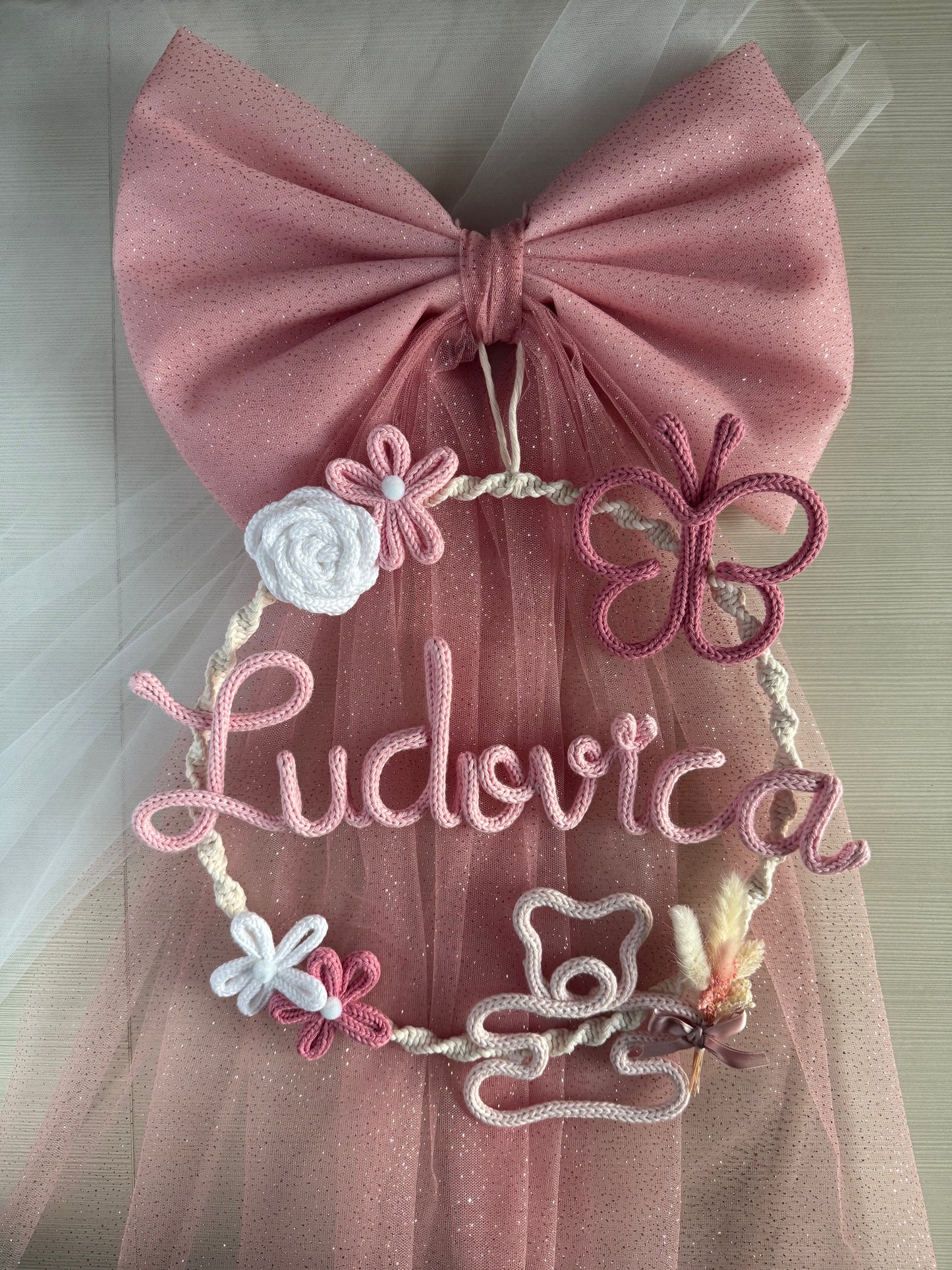 Fiocco / Ghirlanda nascita modello 'Teddy Bianca'