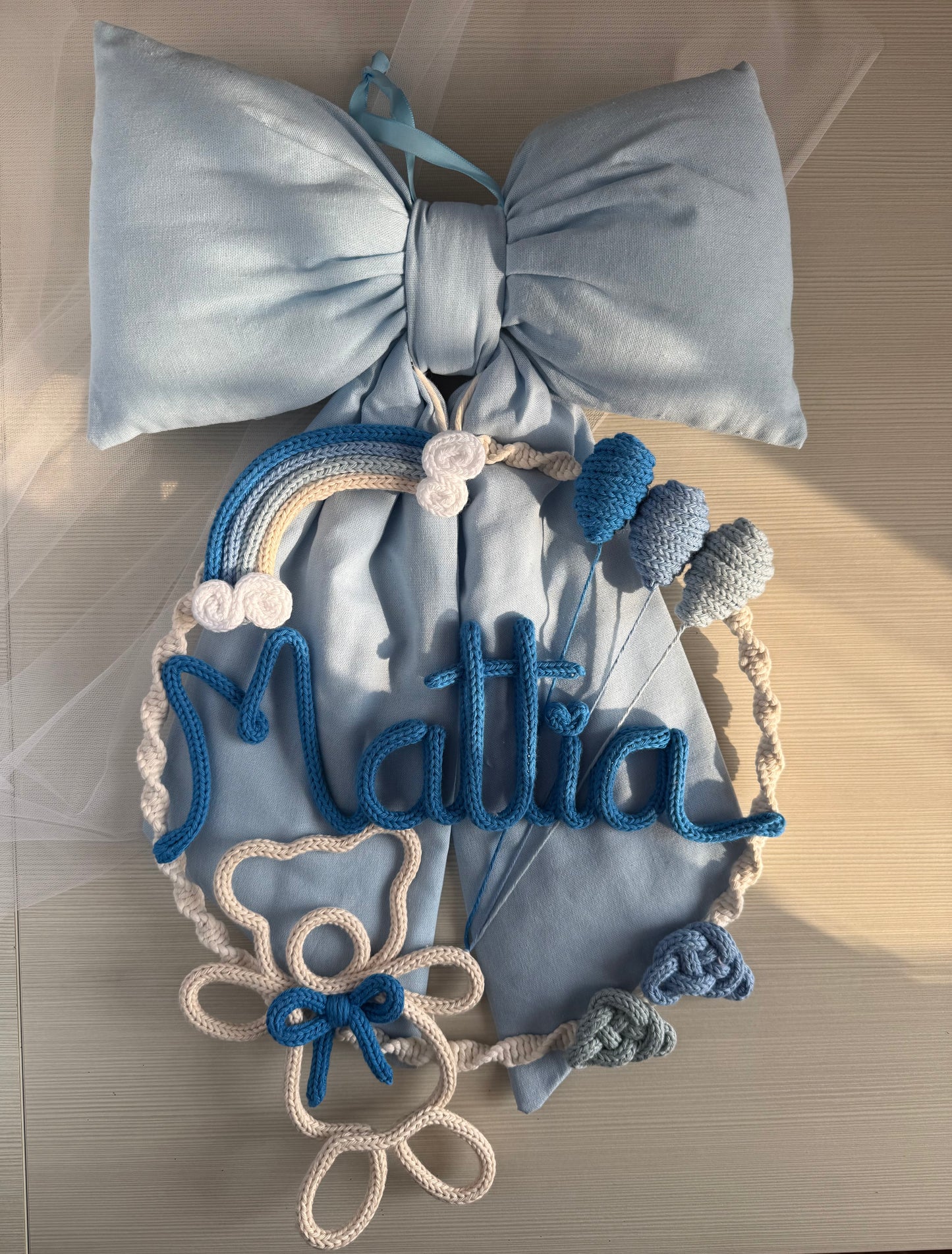 Fiocco / Ghirlanda nascita modello Fiocco in tessuto Leonardo