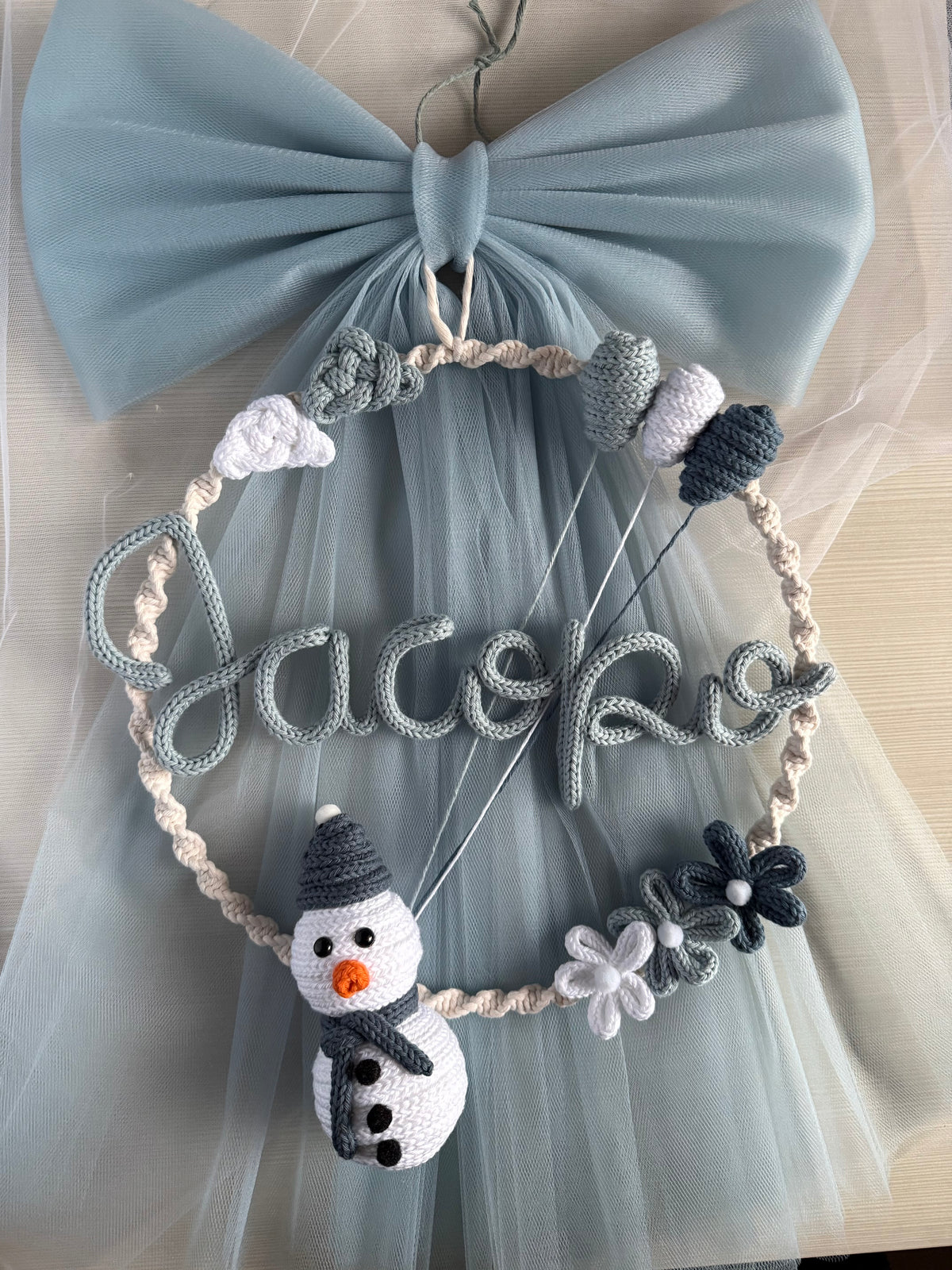 Fiocco /Ghirlanda nascita Pupazzo di neve