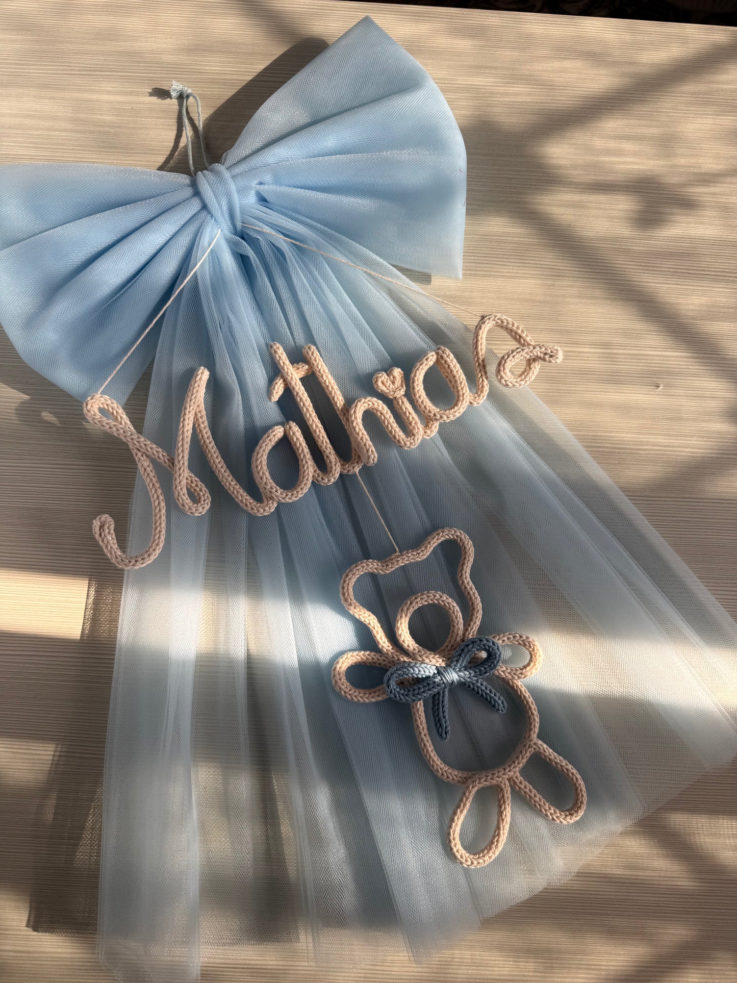 Nome in filo / Fiocco in tulle con nome