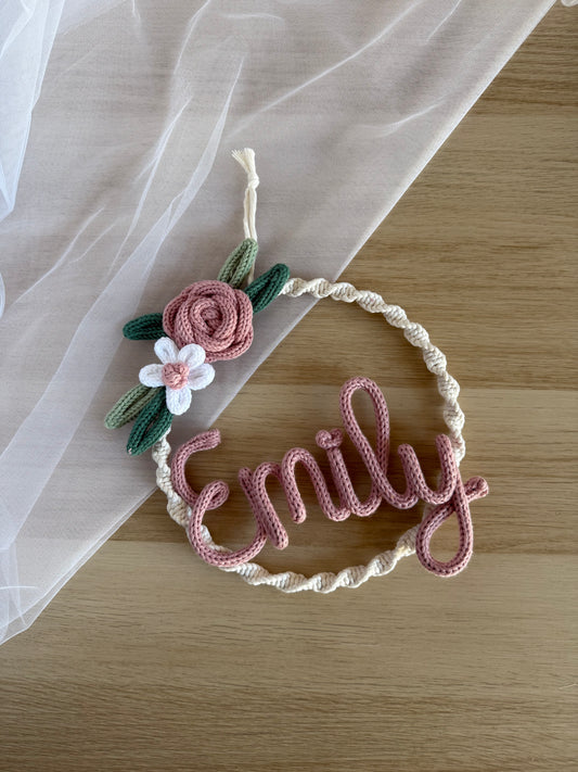 Fiocco / Ghirlanda nascita modello Emily ø20 cm ( nomi max 6 lettere)